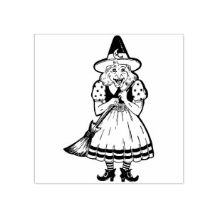 Vintage Halloween Witch Rubber Stamp