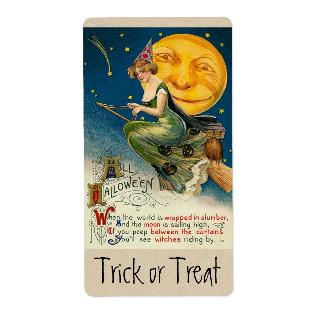 Vintage Halloween Witch Sticker (Front)