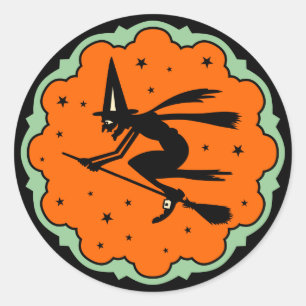 Vintage Halloween Witch Sticker