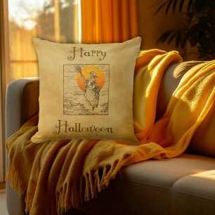 Vintage Halloween Witch Throw Pillow