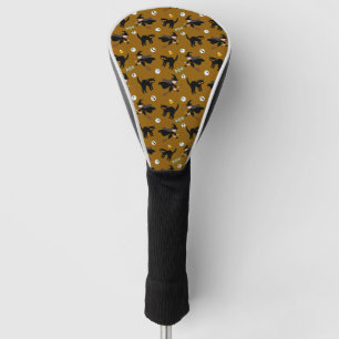 Vintage Halloween Witch With Broom And Black Cat Golf Head Cover