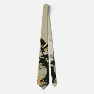 Vintage Halloween, Witch with Cauldron and Cats Tie