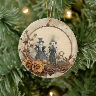 Vintage Halloween Witchcraft (12) Ceramic Ornament