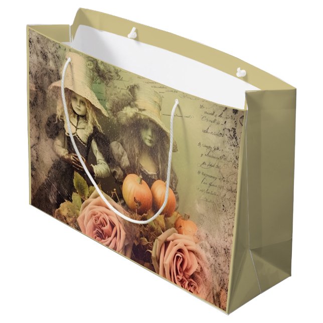 Vintage Halloween Witchcraft (1) Large Gift Bag (Back Angled)