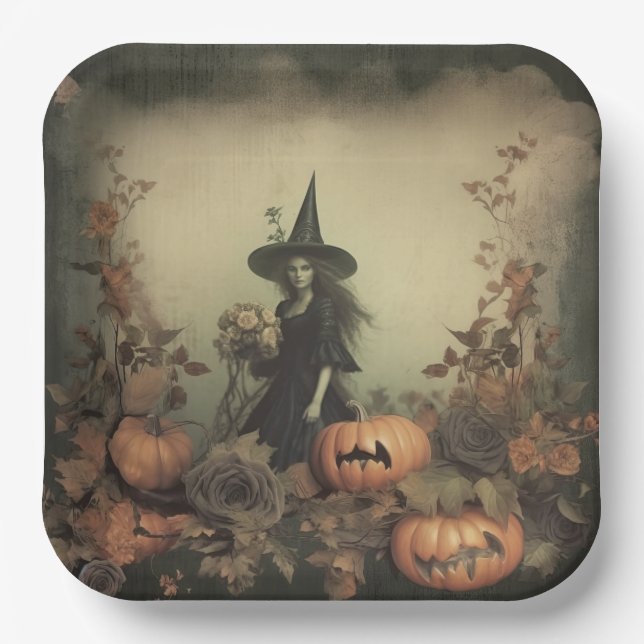 Vintage Halloween Witchcraft (3) Paper Plate (Front)