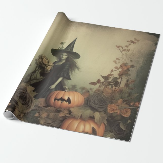 Vintage Halloween Witchcraft (3) Wrapping Paper (Unrolled)