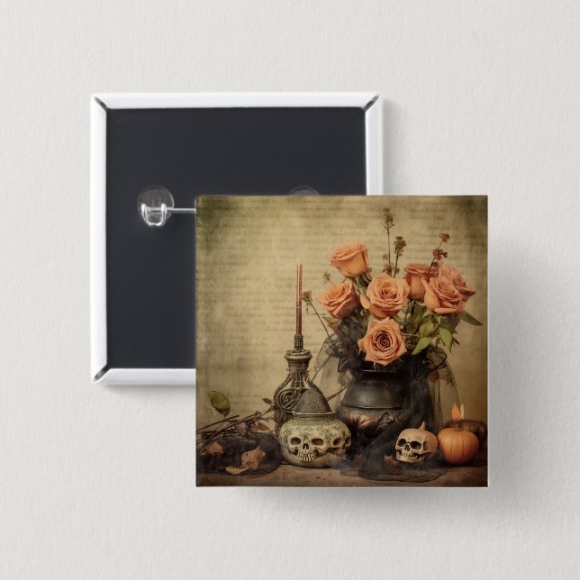 Vintage Halloween Witchcraft (4) 15 Cm Square Badge (Front & Back)