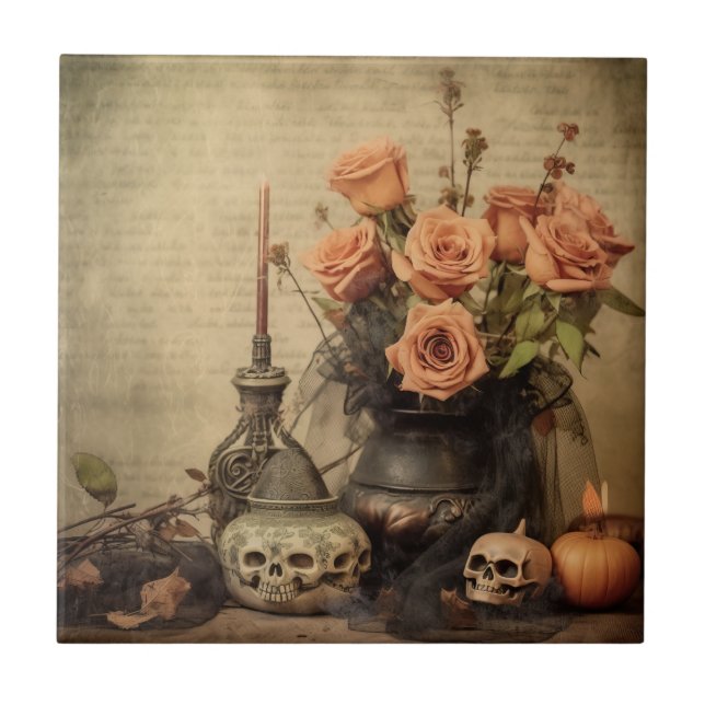 Vintage Halloween Witchcraft (4) Ceramic Tile (Front)