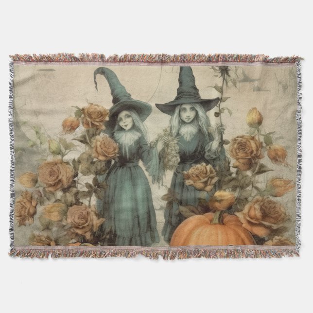 Vintage Halloween Witchcraft (6) Throw Blanket (Front)