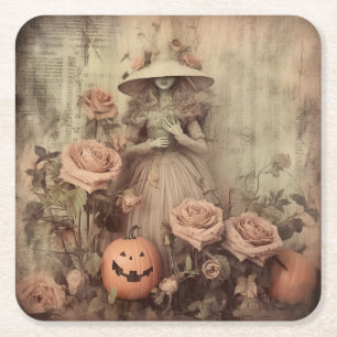 Vintage Halloween Witchcraft (9) Square Paper Coaster