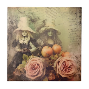Vintage Halloween Witchcraft Ceramic Tile