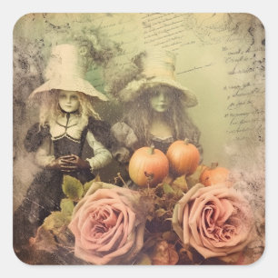 Vintage Halloween Witchcraft Square Sticker