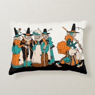 Vintage Halloween Witches - 1930s Decorative Cushion