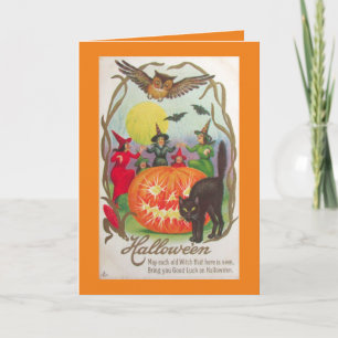 Vintage Halloween Witches Card
