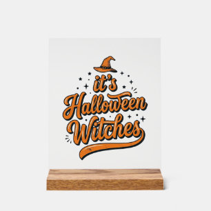 Vintage Halloween Witches Typography Shirt Design_ Acrylic Sign
