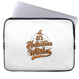 Vintage Halloween Witches Typography Shirt Design_ Laptop Sleeve