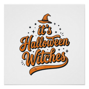 Vintage Halloween Witches Typography Shirt Design_ Poster