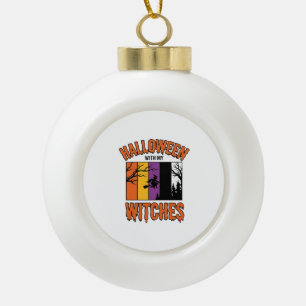 Vintage Halloween Witches Witch Broom T-Shirt Desi Ceramic Ball Christmas Ornament