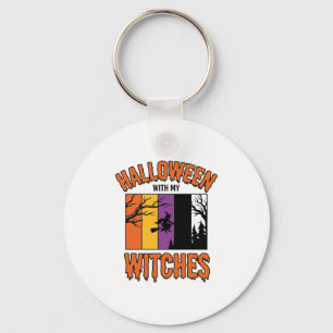 Vintage Halloween Witches Witch Broom T-Shirt Desi Key Ring