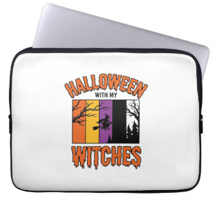 Vintage Halloween Witches Witch Broom T-Shirt Desi Laptop Sleeve