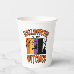 Vintage Halloween Witches Witch Broom T-Shirt Desi Paper Cups