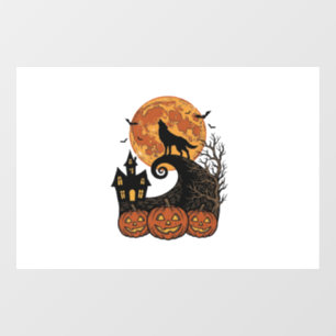 Vintage Halloween Wolf Moon Pumpkin Shirt Design_1