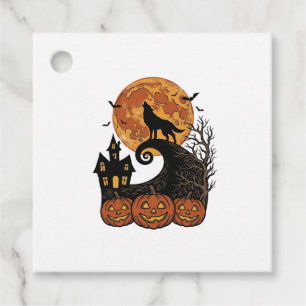 Vintage Halloween Wolf Moon Pumpkin Shirt Design_1 Favour Tags