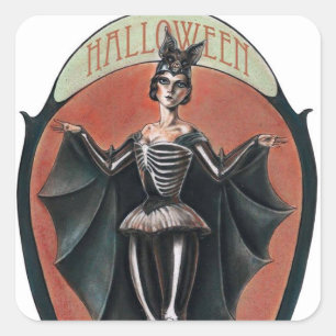Vintage Halloween woman in costume sticker