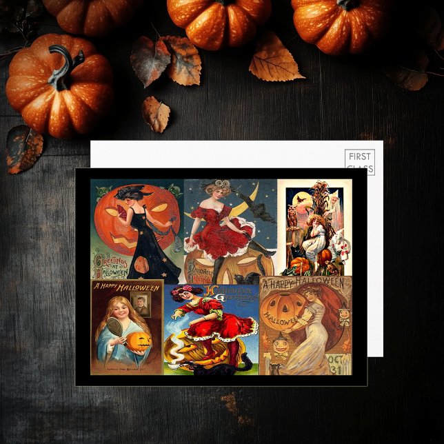 Vintage Halloween Women Montage Large Postcard (Vintage Halloween Women Montage Large Postcard)