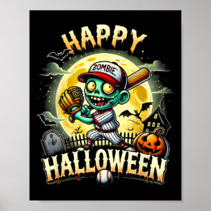 Vintage Halloween Zombie Sell Skeleton Sell Player Poster