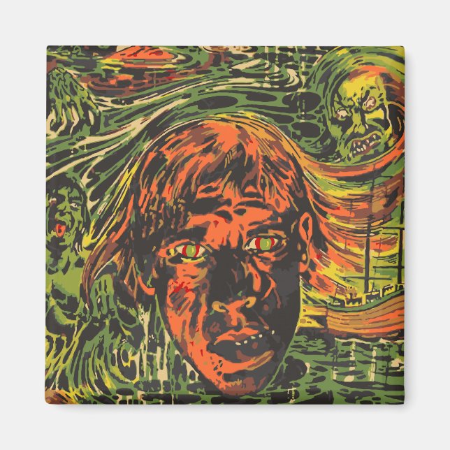 Vintage Halloween Zombies, Grafitti Street Art Magnet (Front)