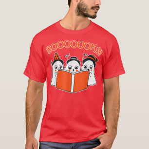 Vintage HalloweenT Cute Ghost Reading Book Lover G T-Shirt
