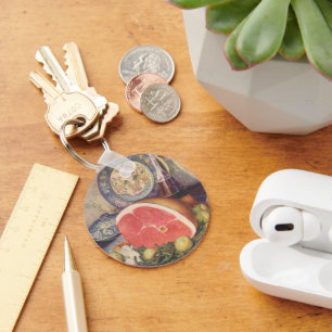 Vintage Ham Dinner with Green Beans and Potatoes Key Ring