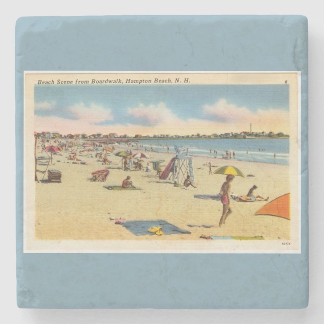 Vintage Hampton Beach Postcard  Stone Coaster (Front)
