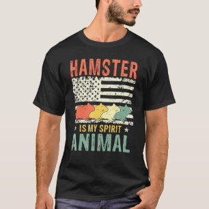 Vintage Hamster Is My Spirit Animal American Flag T-Shirt