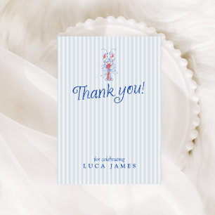 Vintage Hand Drawn Blue Striped  Thank You Card