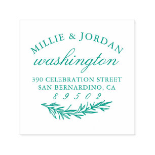 Vintage Hand-drawn Branch Wedding Return Address Self-inking Stamp