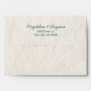 Vintage Hand Drawn Champagne Flutes Teal Wedding Envelope
