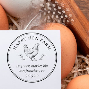 Vintage Hand-drawn Chicken Business Egg Carton Self-inking Stamp