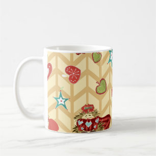 Vintage hand drawn christmas seamless pattern vint coffee mug