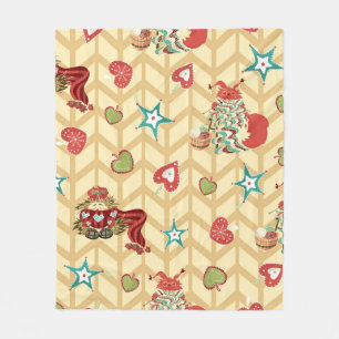 Vintage hand drawn christmas seamless pattern vint fleece blanket
