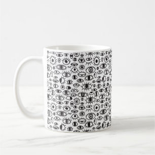 vintage hand drawn doodle seamless background with coffee mug