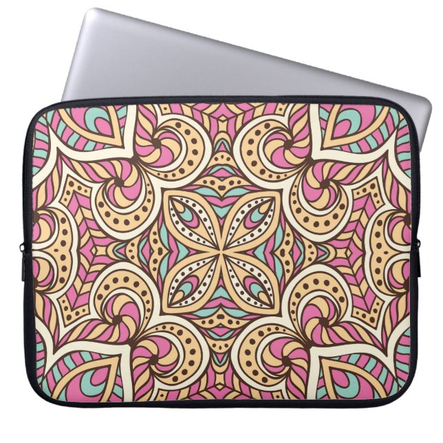Vintage Hand Drawn Islam Pattern Laptop Sleeve (Front)