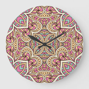 Vintage Hand Drawn Islam Pattern Large Clock