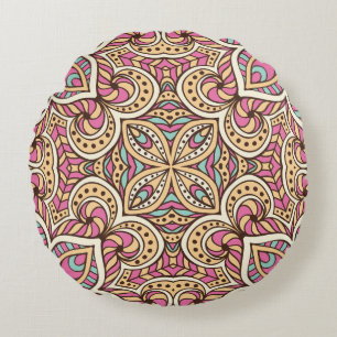 Vintage Hand Drawn Islam Pattern Round Cushion