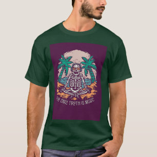 Vintage hand drawn meditating skull old stamp styl T-Shirt