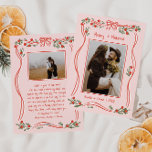 Vintage Hand-Drawn Merry And Married Pink 2 Photo Holiday Card<br><div class="desc">Celebrate the holidays with our vintage hand-drawn merry and married pink 2 photo holiday card, featuring a festive red and green border topped with a bow. Playful wavy accents bring whimsical seasonal cheer, while the cosy retro layout adds nostalgic warmth and holiday spirit to your greetings. Please reach out with...</div>