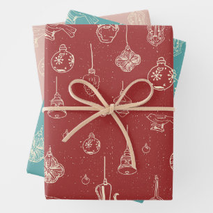 Vintage Hand-drawn Ornaments Wrapping Paper Sheet
