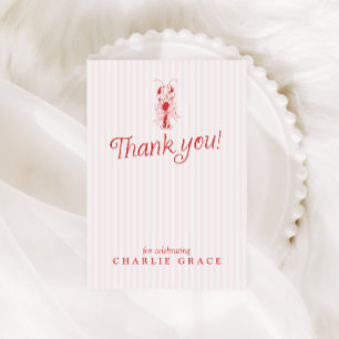 Vintage Hand Drawn Pink Striped Thank You Card