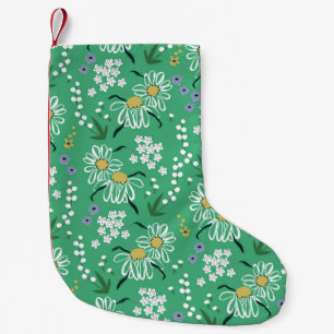 vintage Hand-drawn retro cute flowers and plant bo Small Christmas Stocking